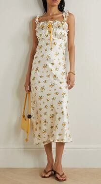 REFORMATION  erdem ruffled floral-print silk-charmeuse midi dress